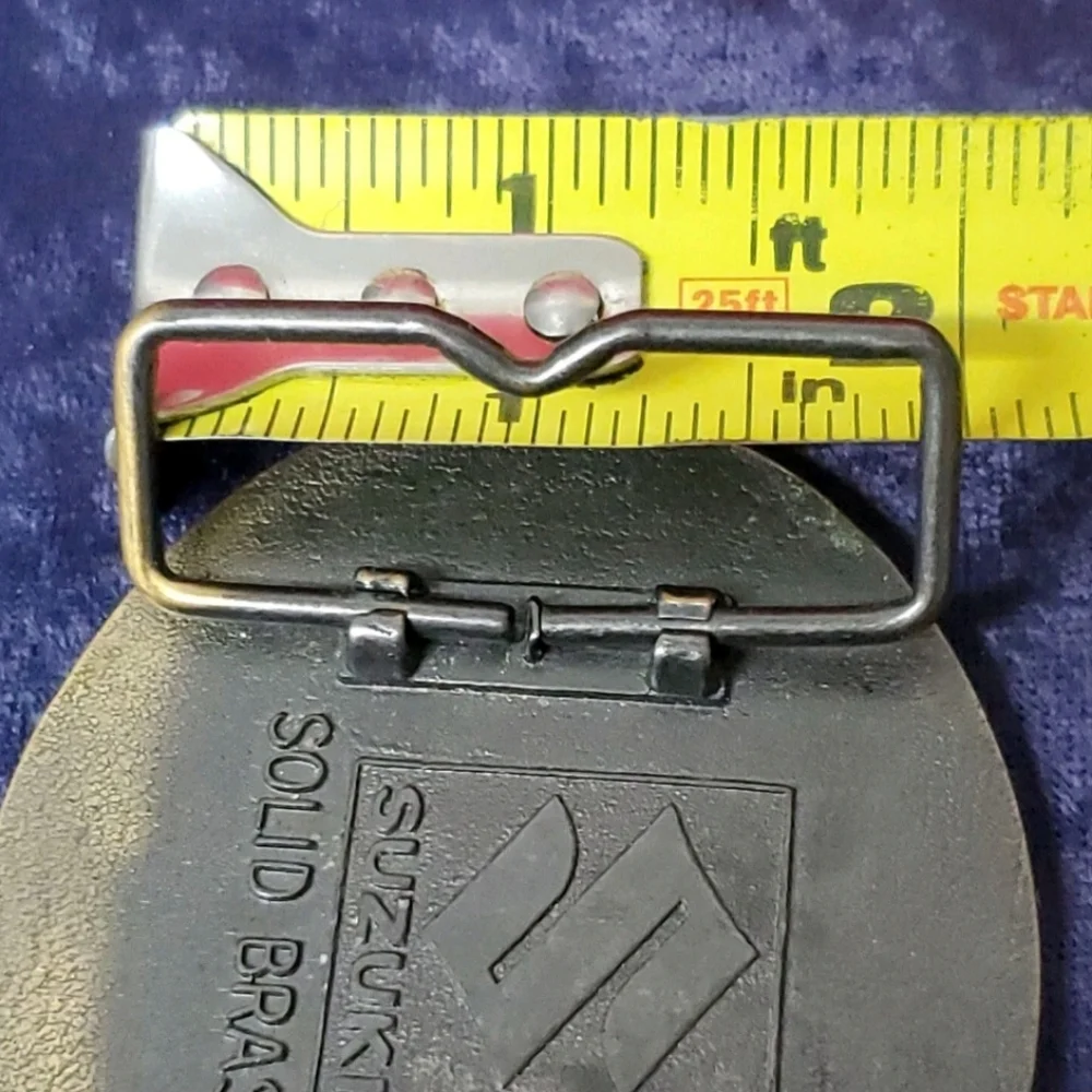 1986 Suzuki Cavalcade Solid Brass Belt Buckle Motorcycle Bike Biker Oval Classic